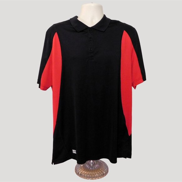 Fila Sport Golf Polo Shirt Mens XL Black Red Buttons Short Sleeve Polyester - Picture 1 of 7